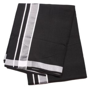 Tharunsha Elite Cotton Men's Kerala Style Cotton Dhoti Single size -1.9 meters Set 1 white color