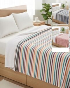 Tharunsha Elite 100% Pure Cotton Blanket / Bedsheet – Single Size (60x90inch) Set 3