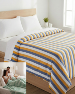 Tharunsha Elite 100% Pure Cotton Blanket / Bedsheet – Single Size (60x90inch) Set 2