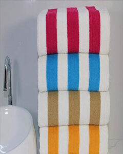 Tharunsha Elite Pure Cotton 500 GSM Ultra Soft Cabana Stripes Beach / Pool Towel Size (36 X 72 inches) Set 4 MOQ=24pcs