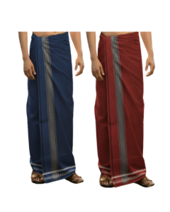 Tharunsha Elite Cotton Men’s Single Dhoti -2 Mtrs Set of 2