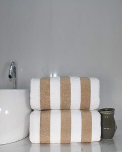 Tharunsha Elite Pure Cotton 500 GSM Ultra Soft Cabana Stripes Beach / Pool Towel Size (36 X 72 inches) Set 2 MOQ=26pcs