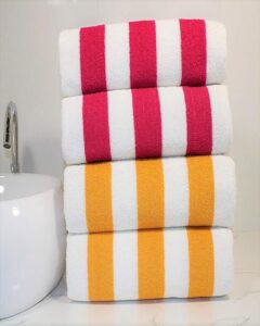 Tharunsha Elite Pure Cotton 500 GSM Ultra Soft Cabana Stripes Beach / Pool Towel Size (36 X 72 inches) Set 4 MOQ=24pcs